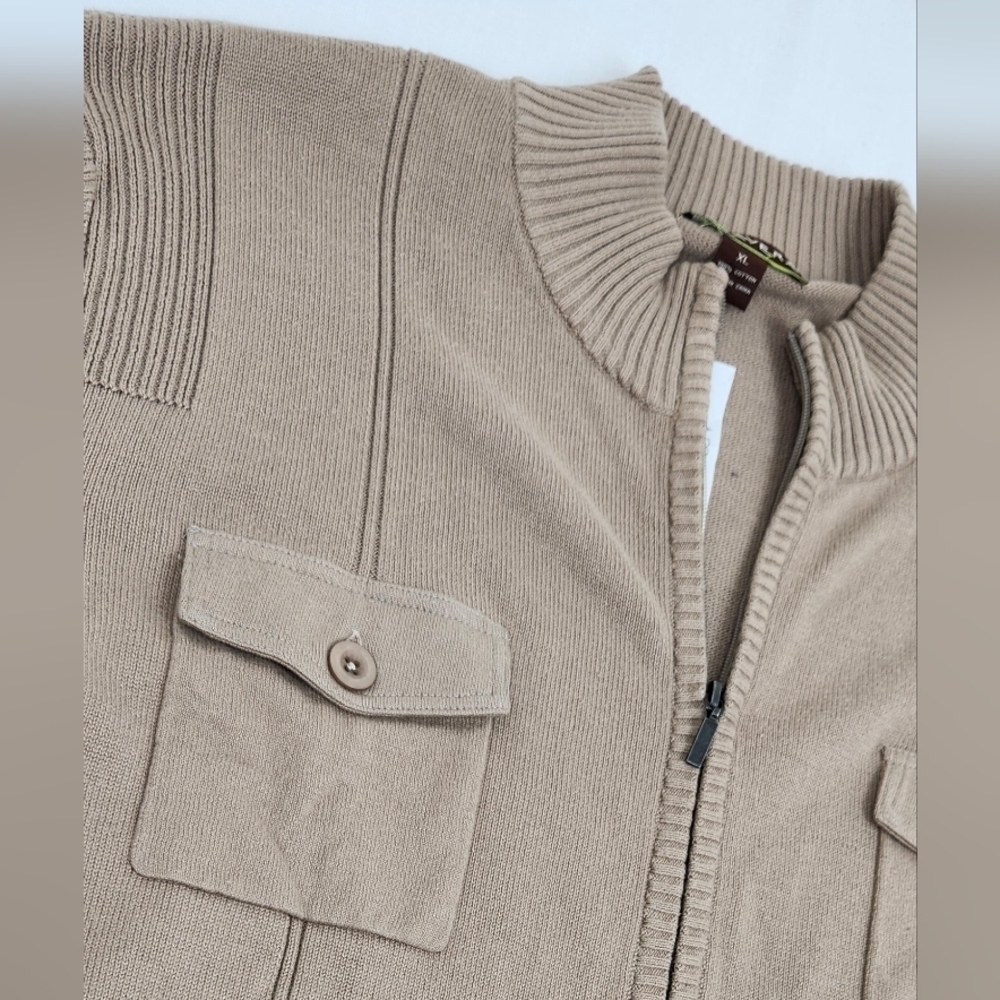 Cubaver Beige 100% Cotton Zip Up Sweater - Picture 2 of 4